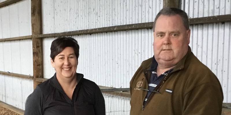 Karen (L) and John (R) at work on their farm